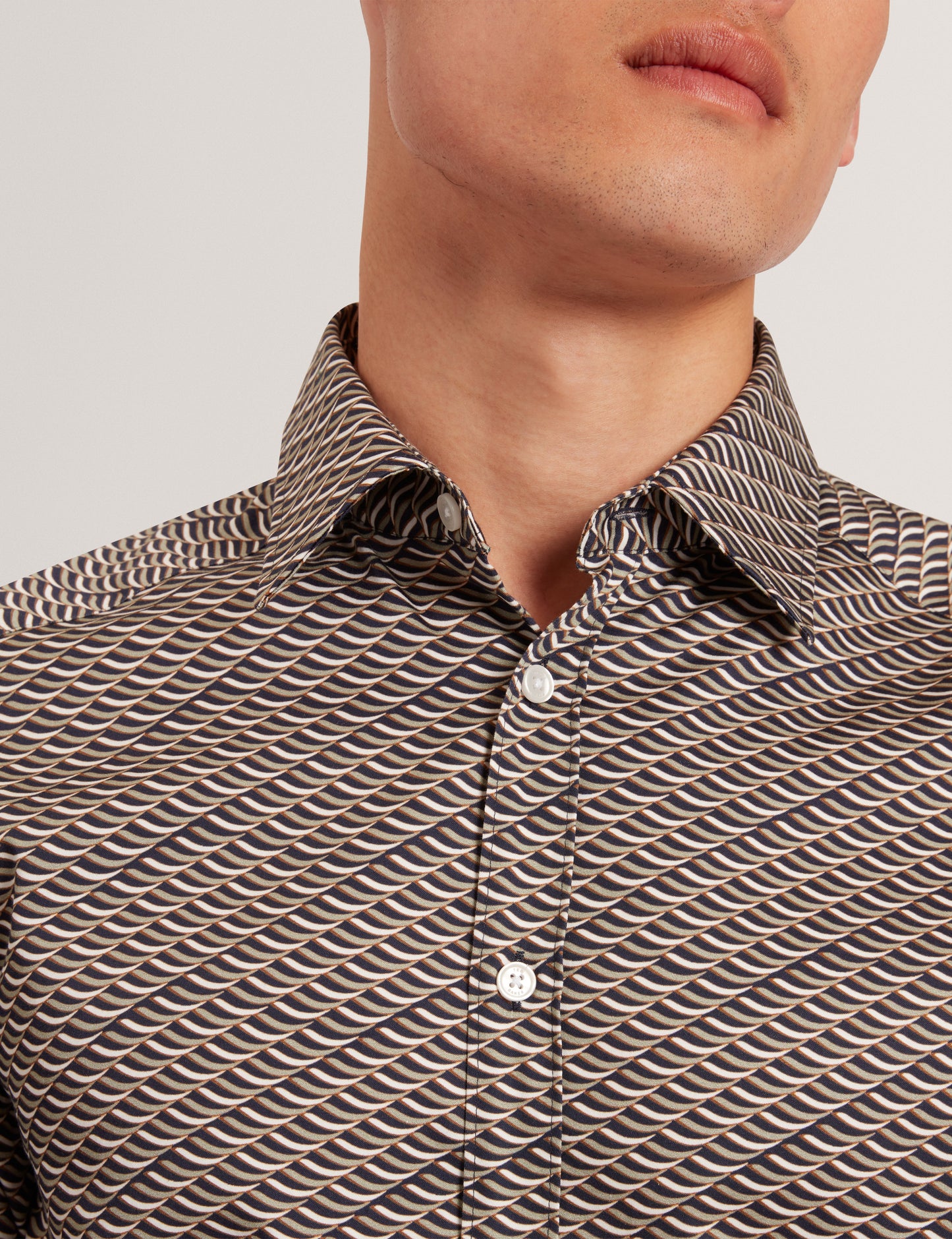 AGNAR: LS Regular Fit Wave Geo Print Shirt