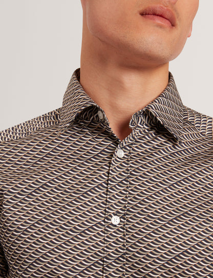AGNAR: LS Regular Fit Wave Geo Print Shirt