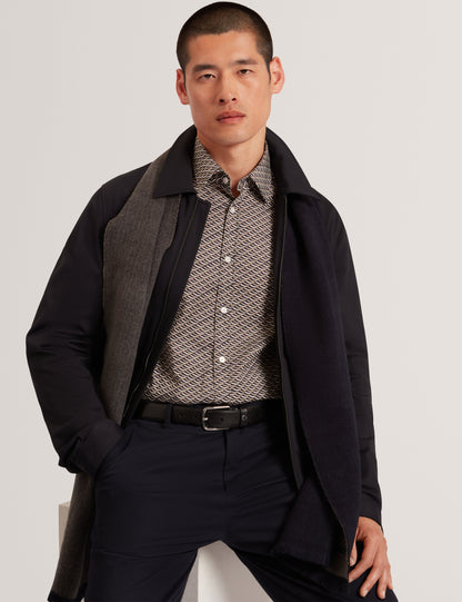 AGNAR: LS Regular Fit Wave Geo Print Shirt