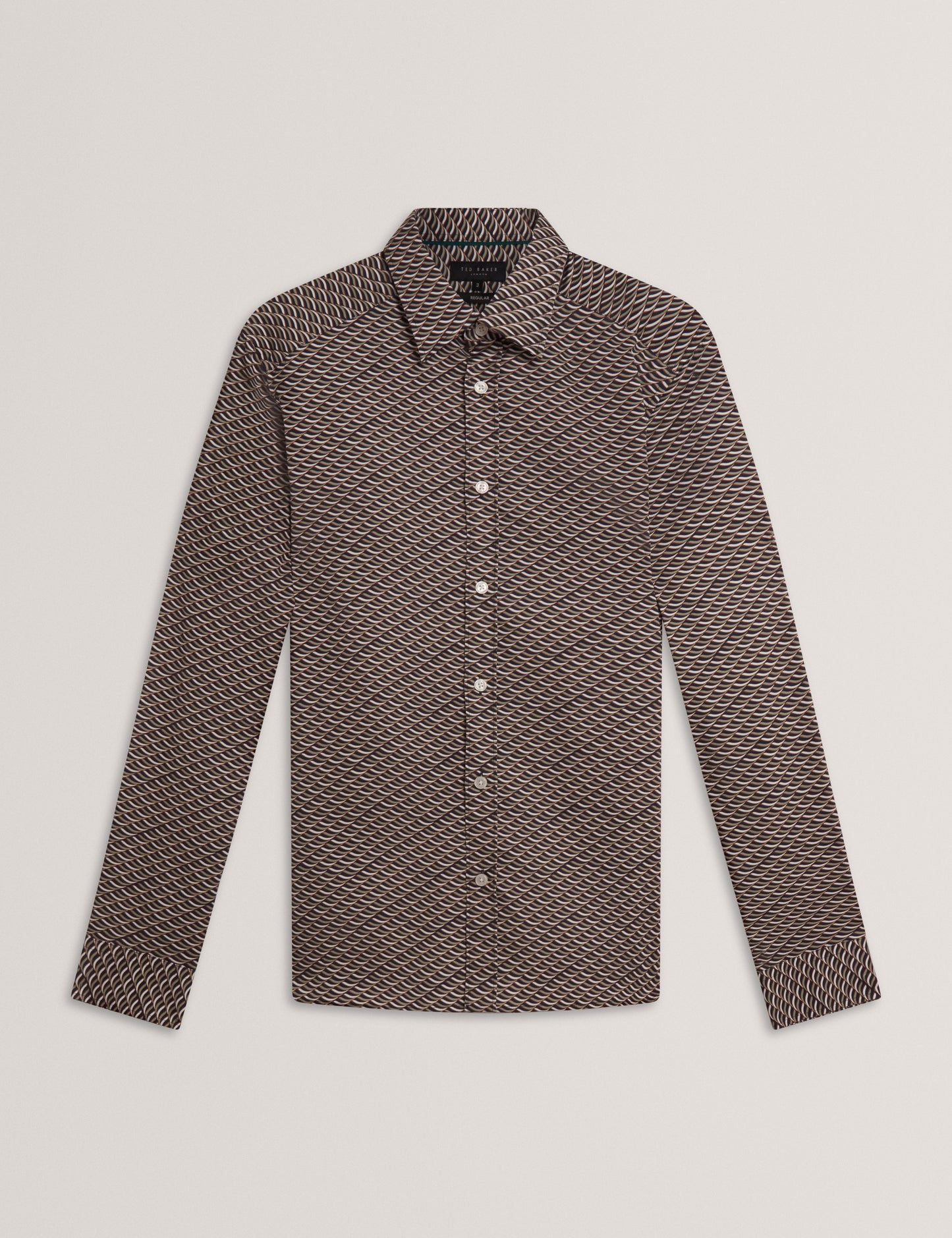 AGNAR: LS Regular Fit Wave Geo Print Shirt