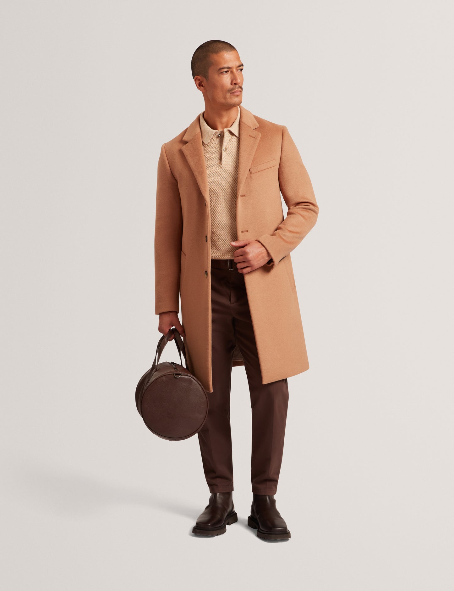 ALERTON: Slim Fit Wool Blend City Overcoat