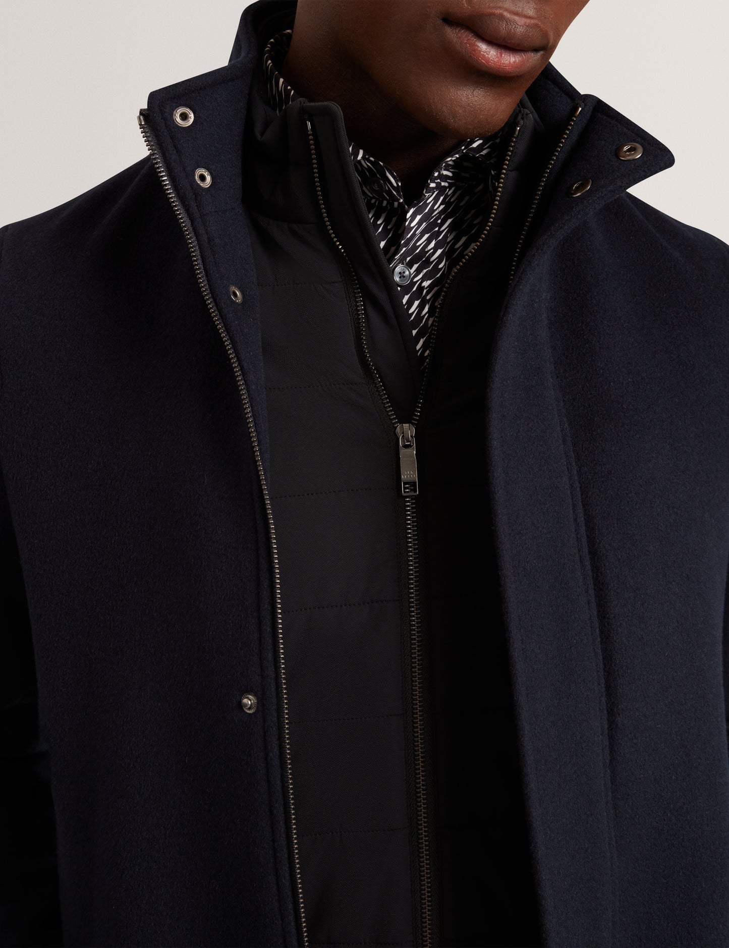 MORLEEY: Wool Blend Funnel Neck Coat