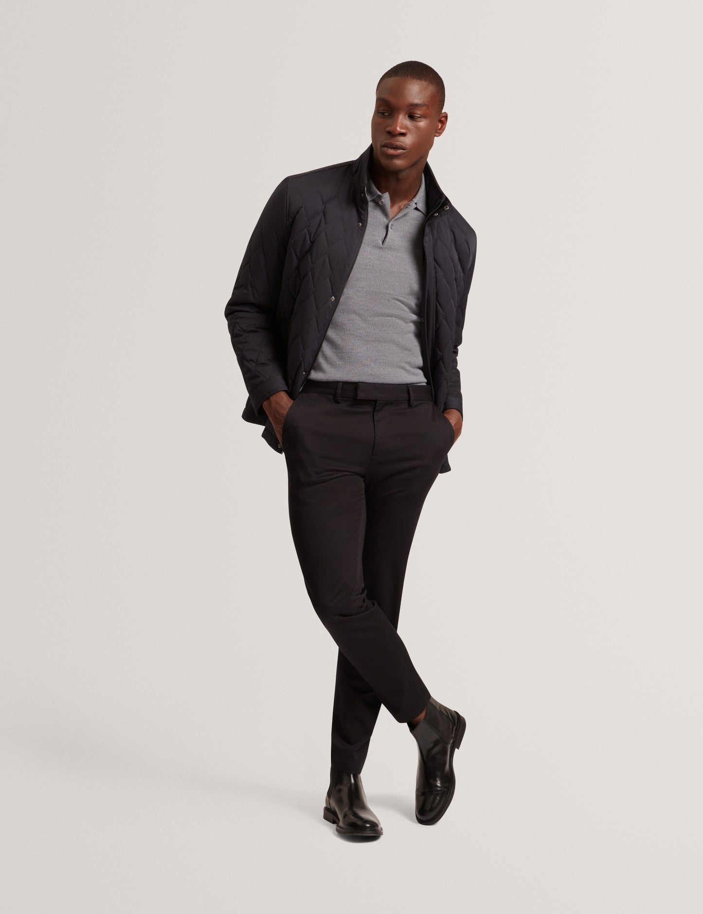 HOLLBEC: Regular Fit Diamond Quilted Coat