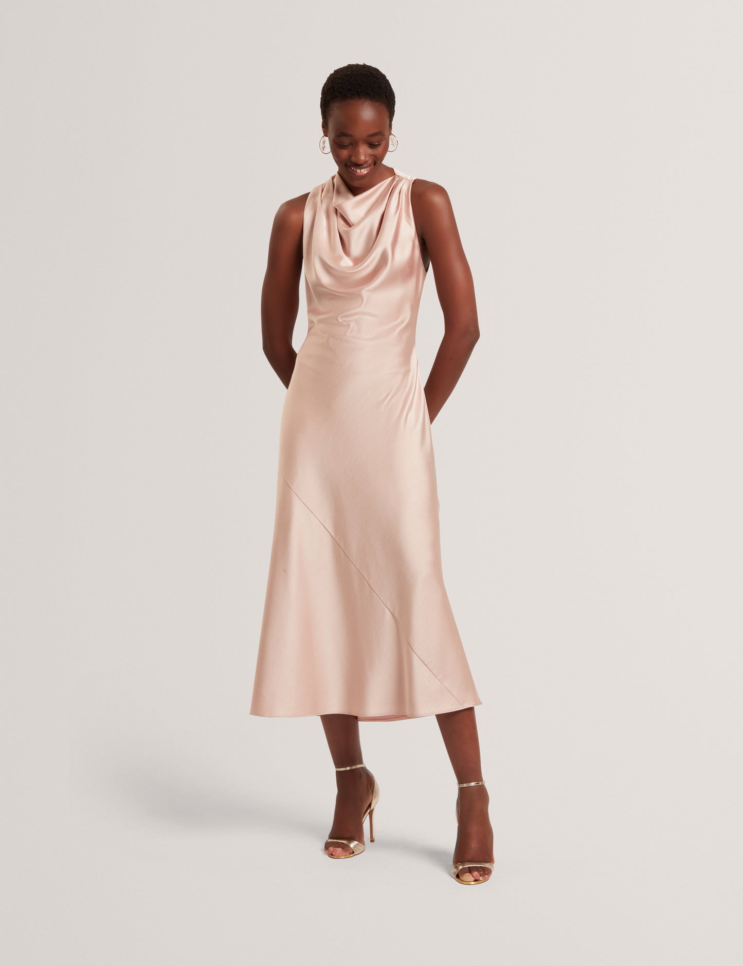LIIMAA: Drape Neck Midi Dress