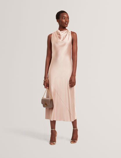 LIIMAA: Drape Neck Midi Dress