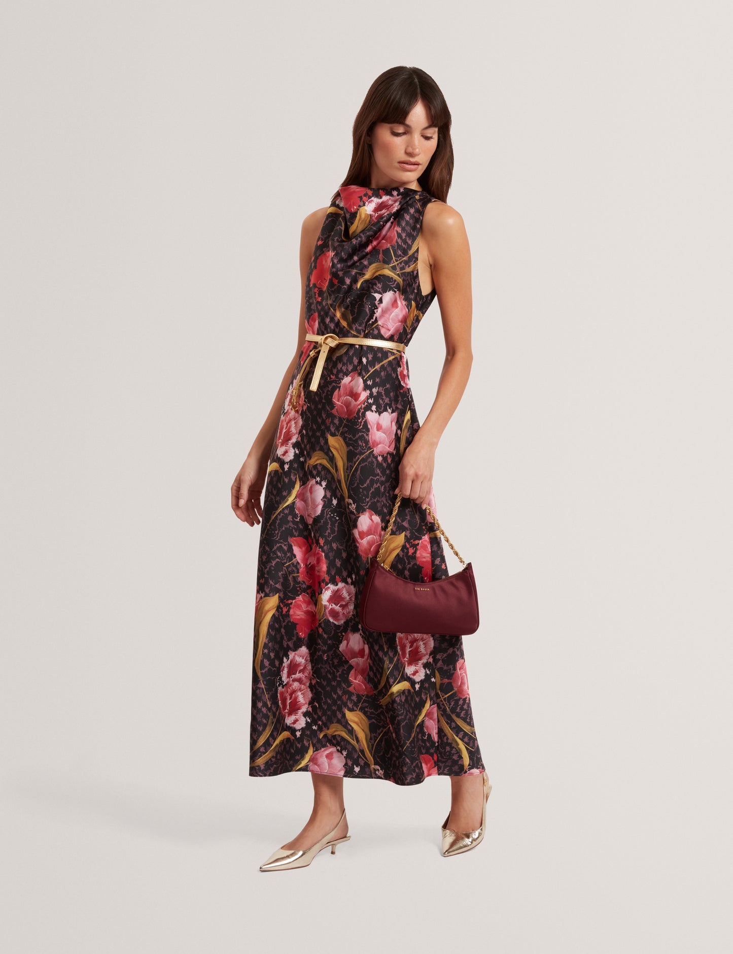 TWILLI: Printed Halter Neck Midi Dress