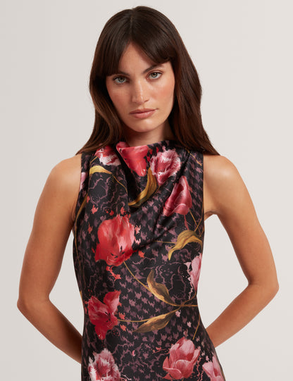TWILLI: Printed Halter Neck Midi Dress