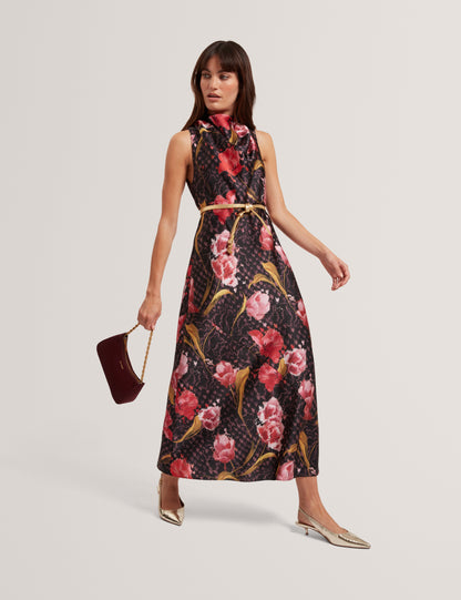 TWILLI: Printed Halter Neck Midi Dress