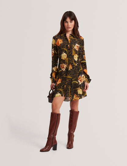 INDIVIA: Printed Mini Shirt Dress