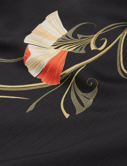 ORTUGA: Neck Tie Printed Long Sleeve Top