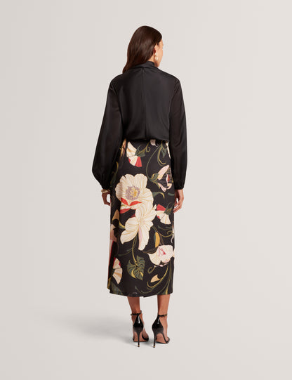 ORTUGA: Neck Tie Printed Long Sleeve Top