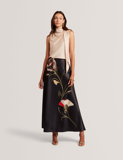 CHADDA: Sleeveless Neck Tie Top