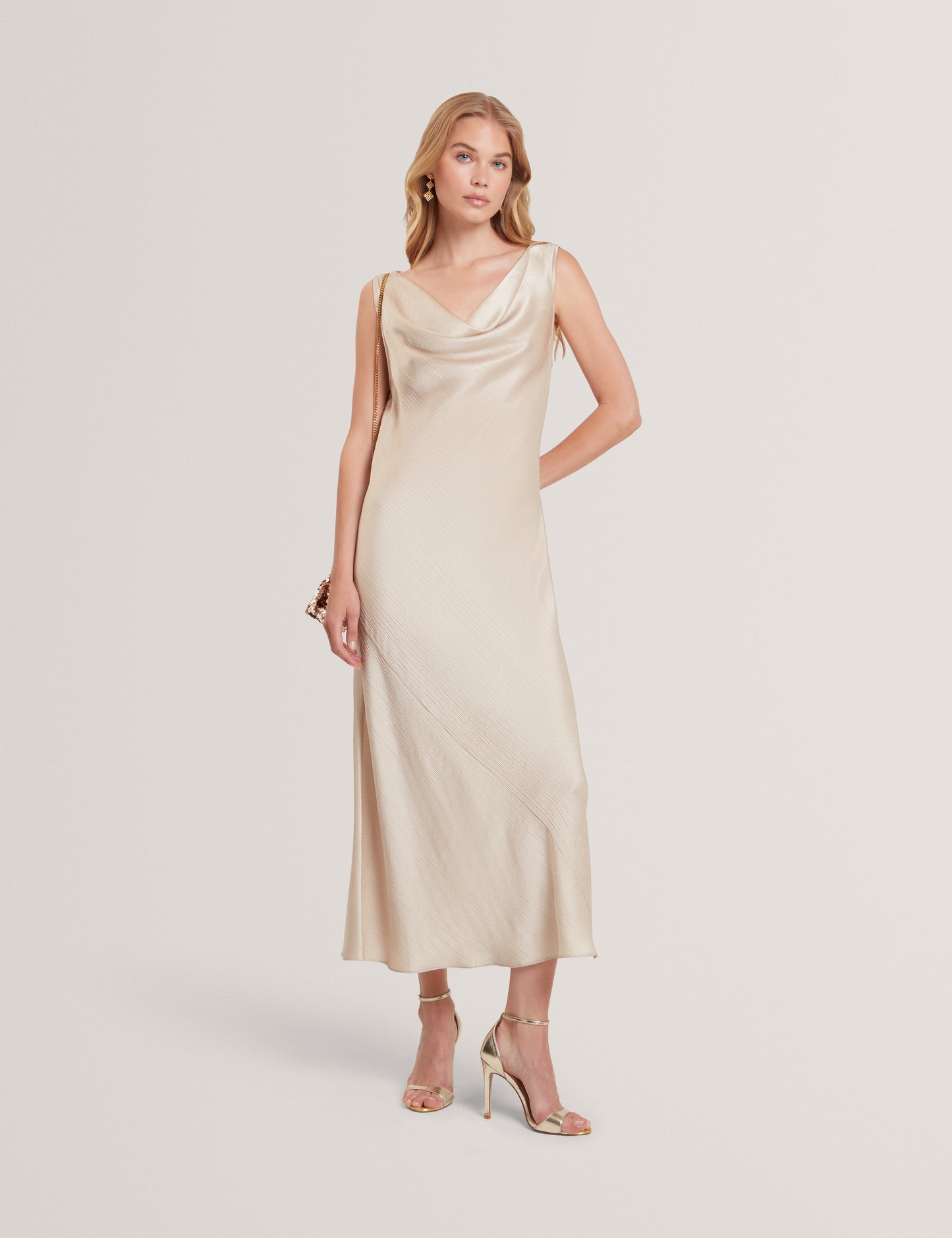 MIINTA: Cowl Neck Midi Dress