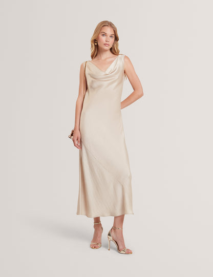MIINTA: Cowl Neck Midi Dress
