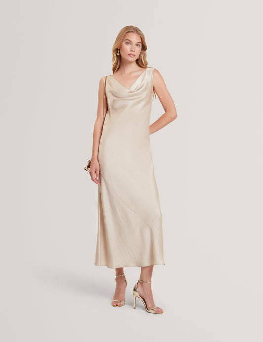 MIINTA: Cowl Neck Midi Dress