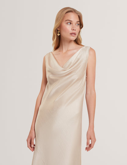 MIINTA: Cowl Neck Midi Dress
