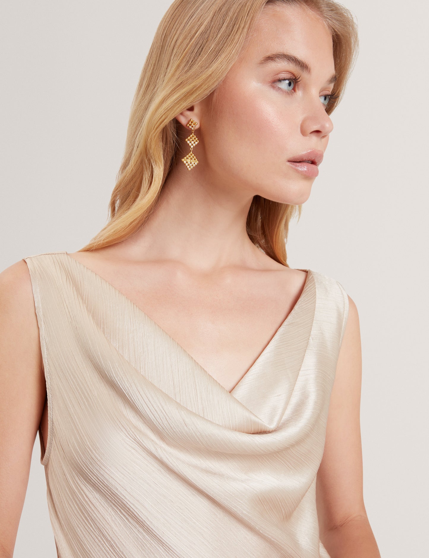 MIINTA: Cowl Neck Midi Dress