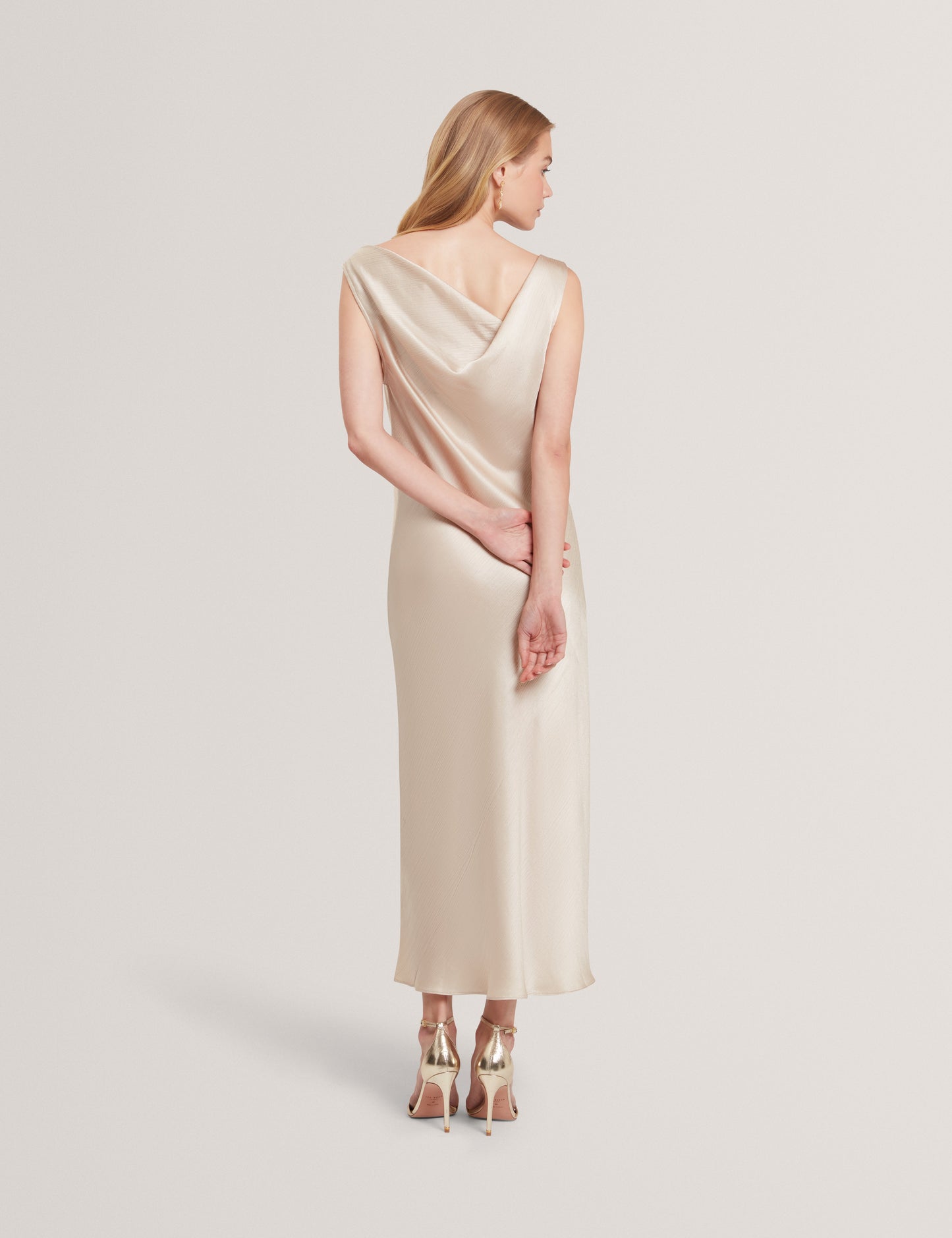 MIINTA: Cowl Neck Midi Dress