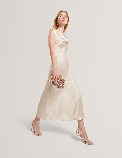 MIINTA: Cowl Neck Midi Dress