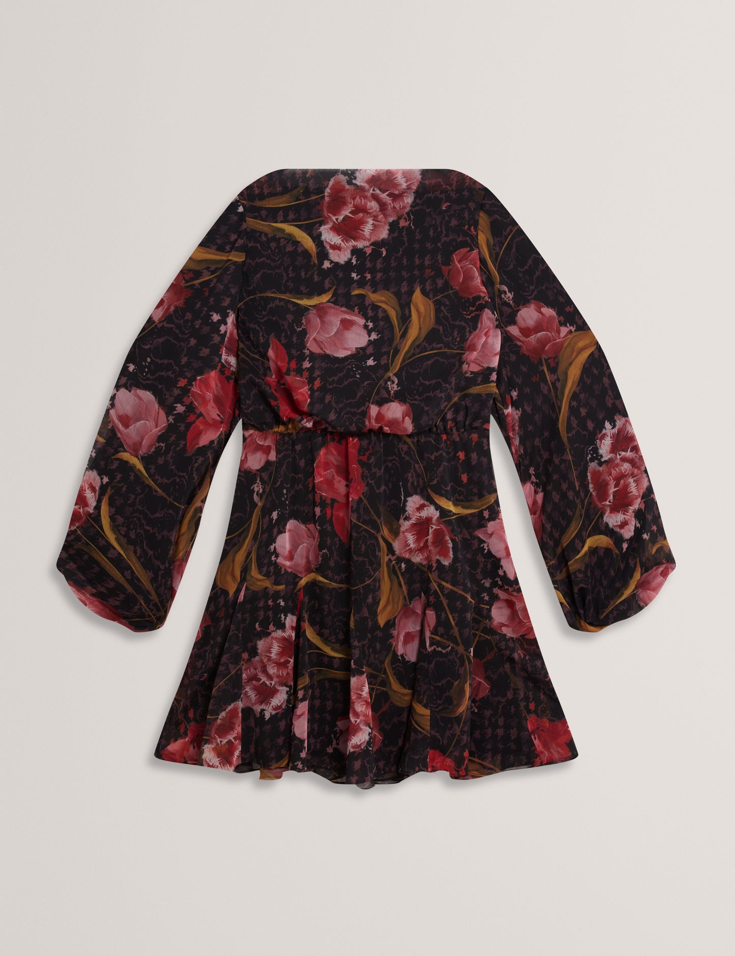 ENDRINA: Long Sleeve Printed Midi Dress
