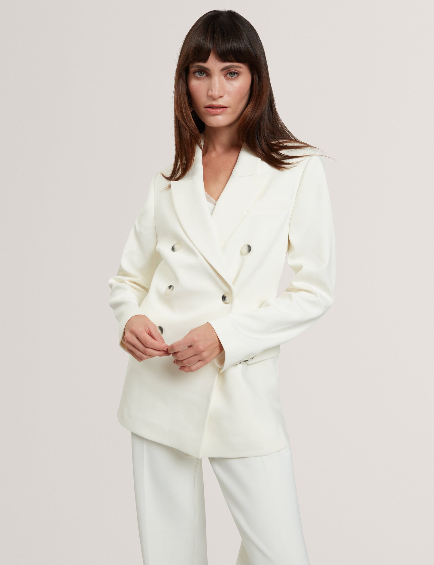 PAWLYN: Tailored Ponte Double Breasted Blazer