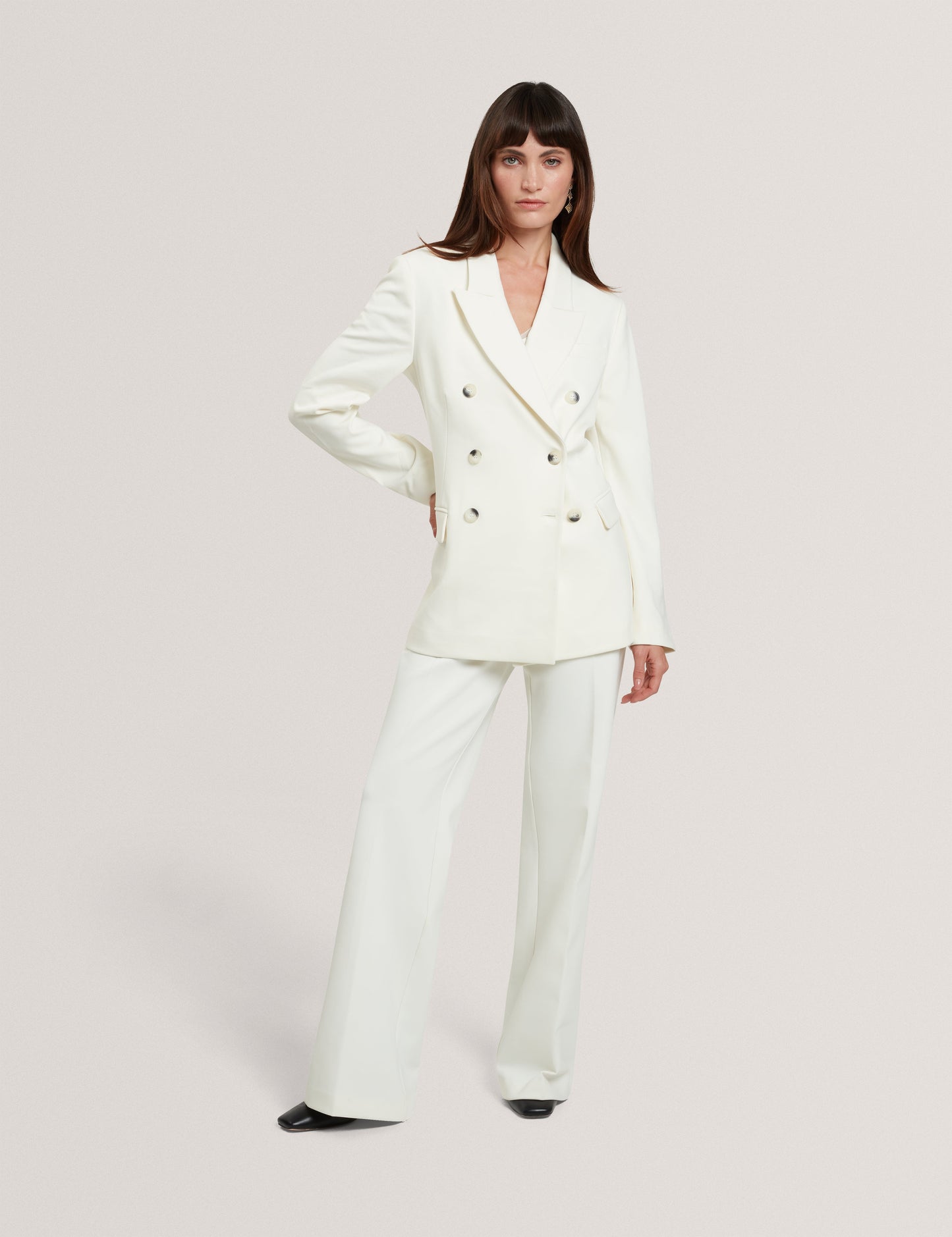 PAWLYN: Tailored Ponte Double Breasted Blazer