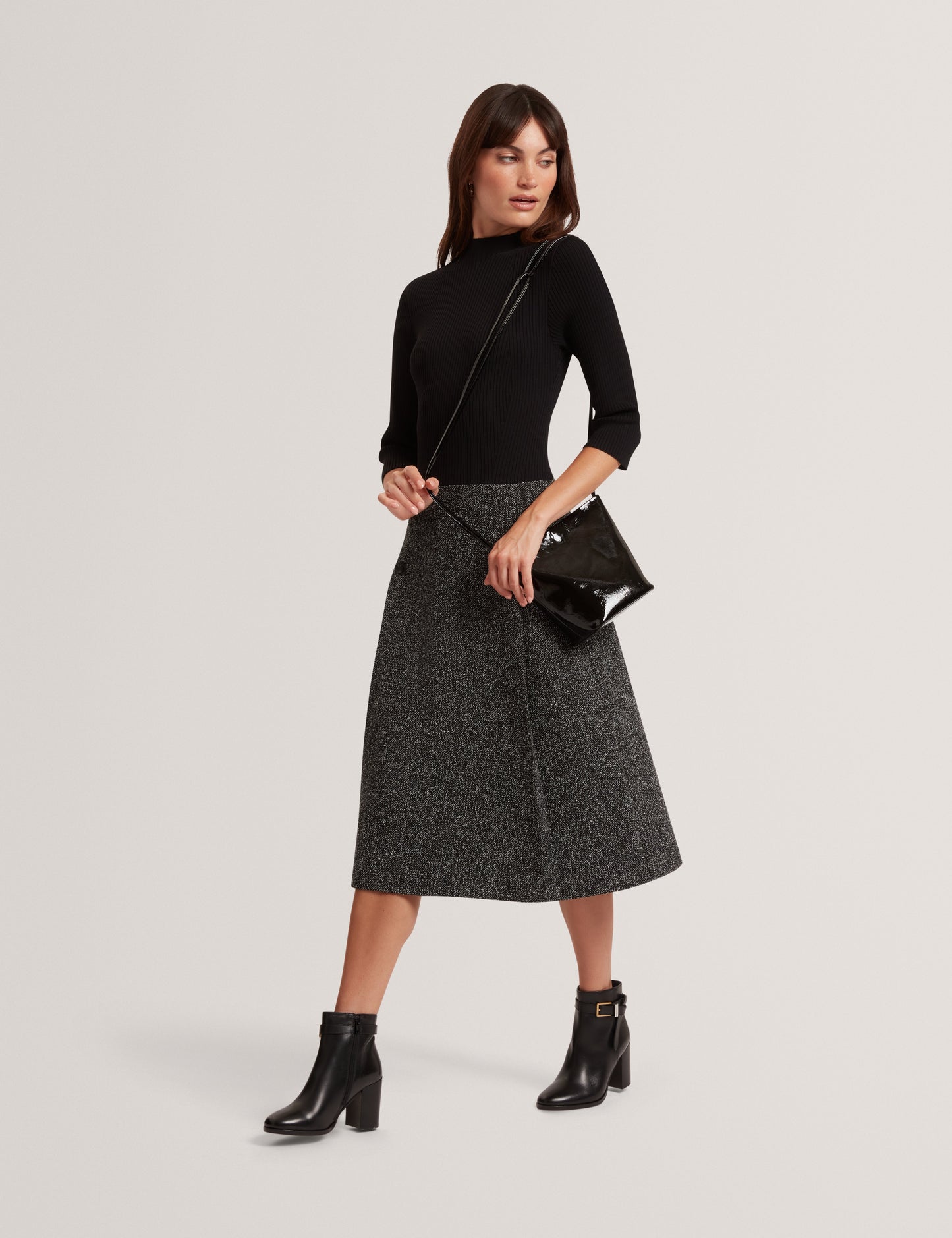 EKAAD: Tailored Boucle Dress with Knitted Top