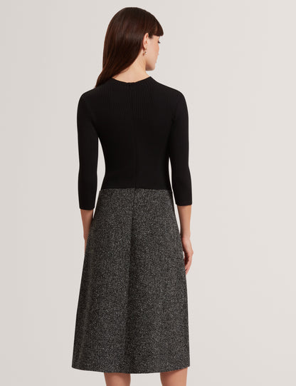 EKAAD: Tailored Boucle Dress with Knitted Top