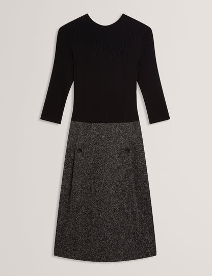 EKAAD: Tailored Boucle Dress with Knitted Top