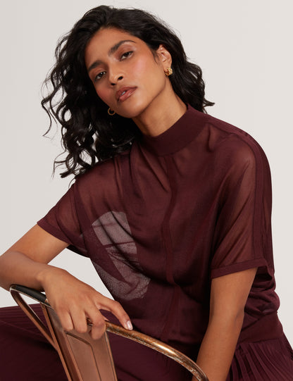 IBISSA: Knitted Top with Sheer Detailing