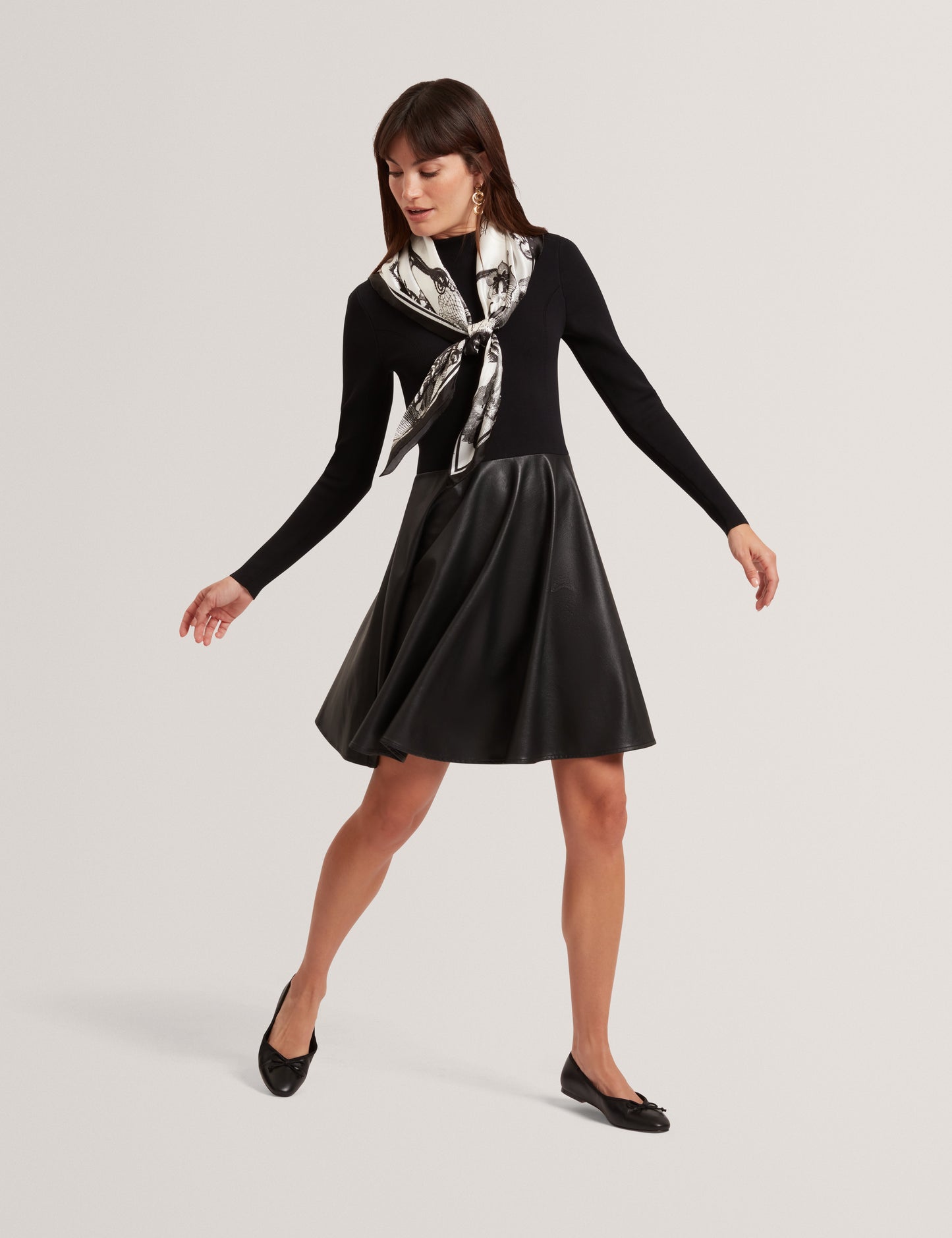 MILIOA: Mini Dress With Faux Leather Skirt