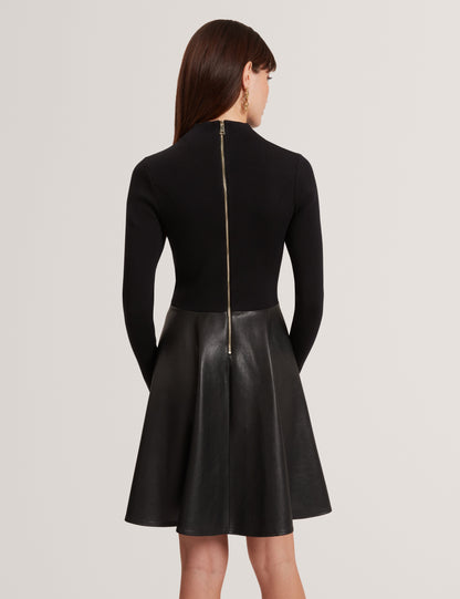 MILIOA: Mini Dress With Faux Leather Skirt