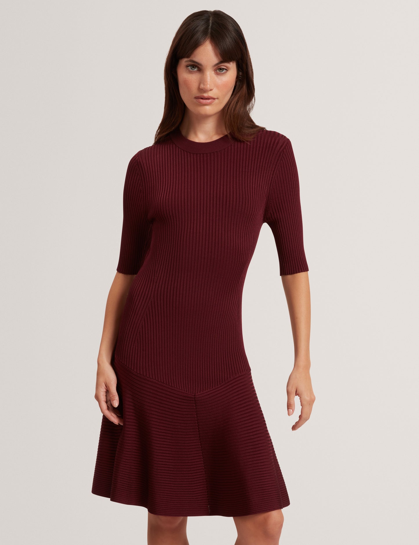 MAHRAA: Short Sleeve Knitted Mini Dress