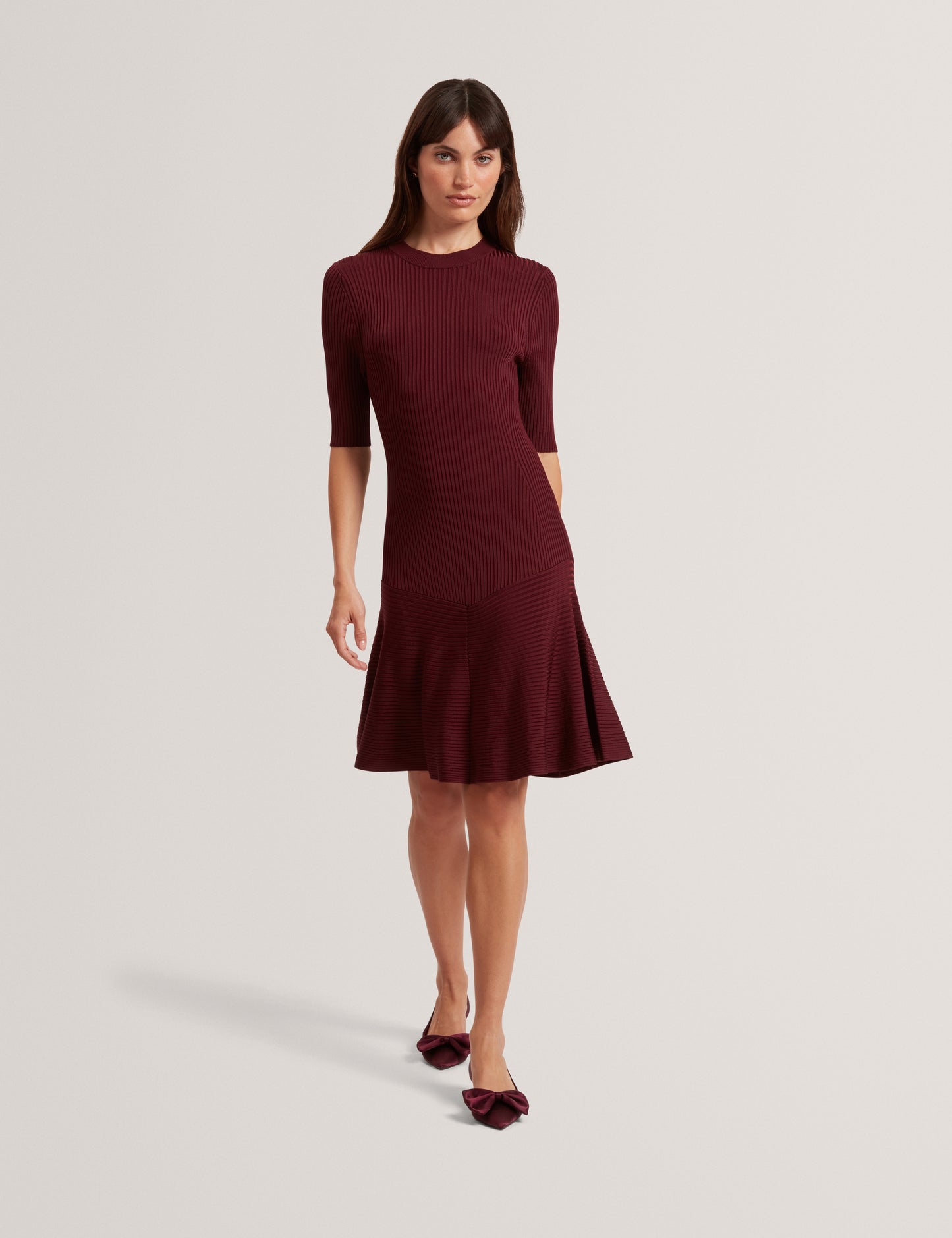MAHRAA: Short Sleeve Knitted Mini Dress