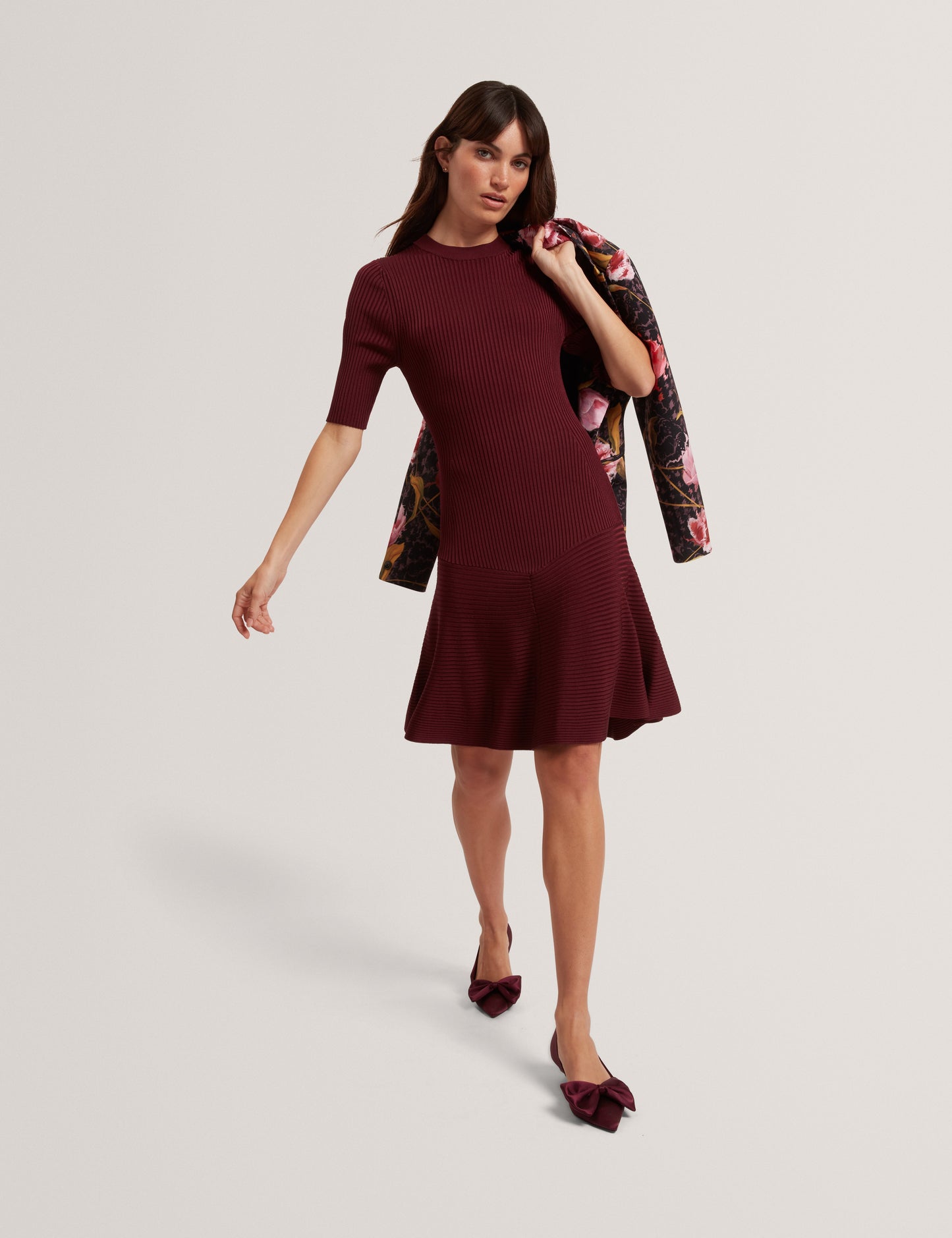 MAHRAA: Short Sleeve Knitted Mini Dress