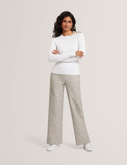 BLEANA: Rose Button Detail Long Sleeve Knitted Top