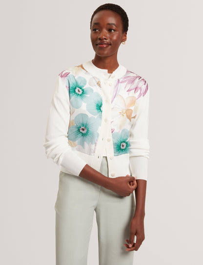 VARRLA: Printed Woven Front Cardigan