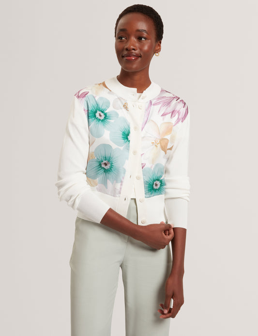 VARRLA: Printed Woven Front Cardigan
