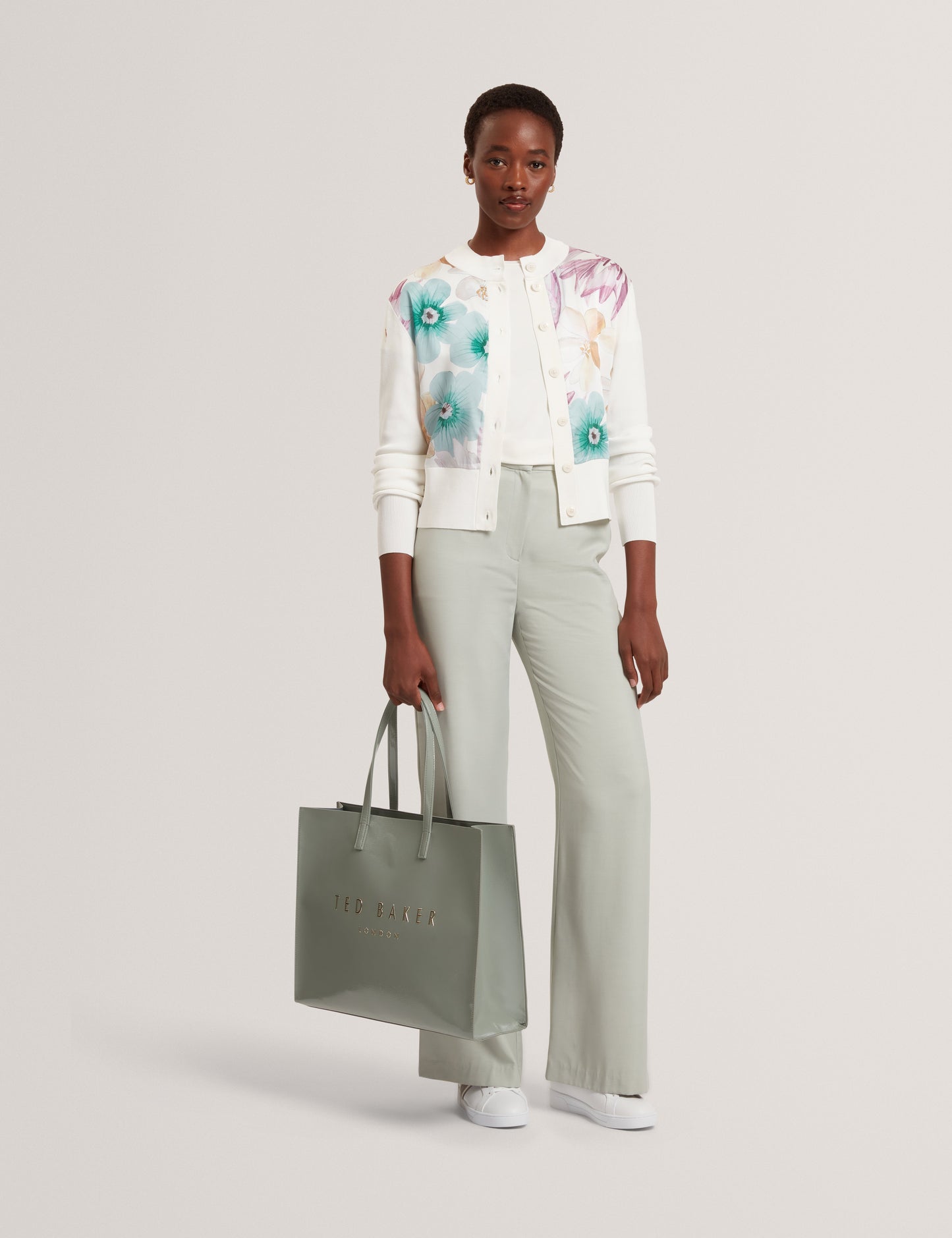 VARRLA: Printed Woven Front Cardigan