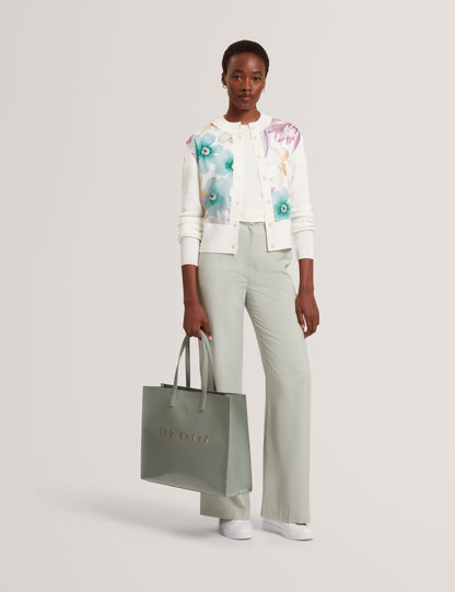 VARRLA: Printed Woven Front Cardigan