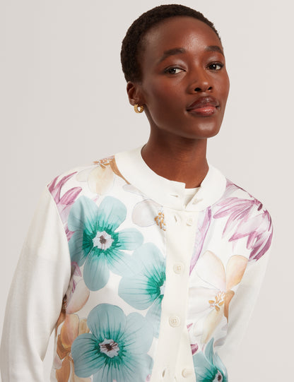 VARRLA: Printed Woven Front Cardigan