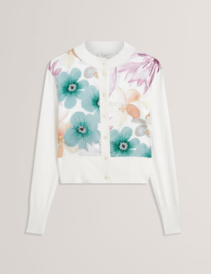 VARRLA: Printed Woven Front Cardigan