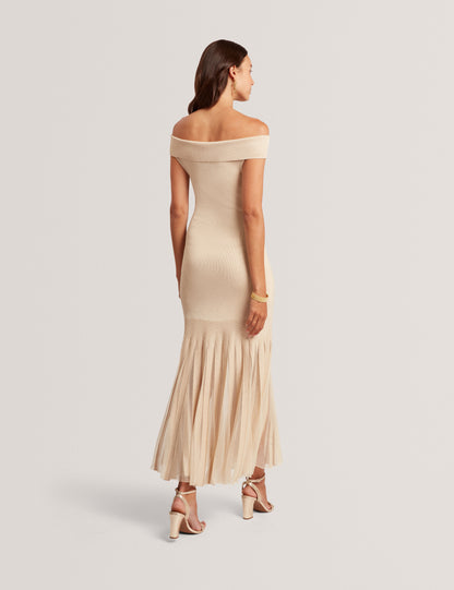 RYLLA: Off The Shoulder Knitted Maxi Dress