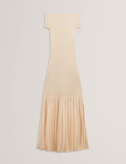 RYLLA: Off The Shoulder Knitted Maxi Dress