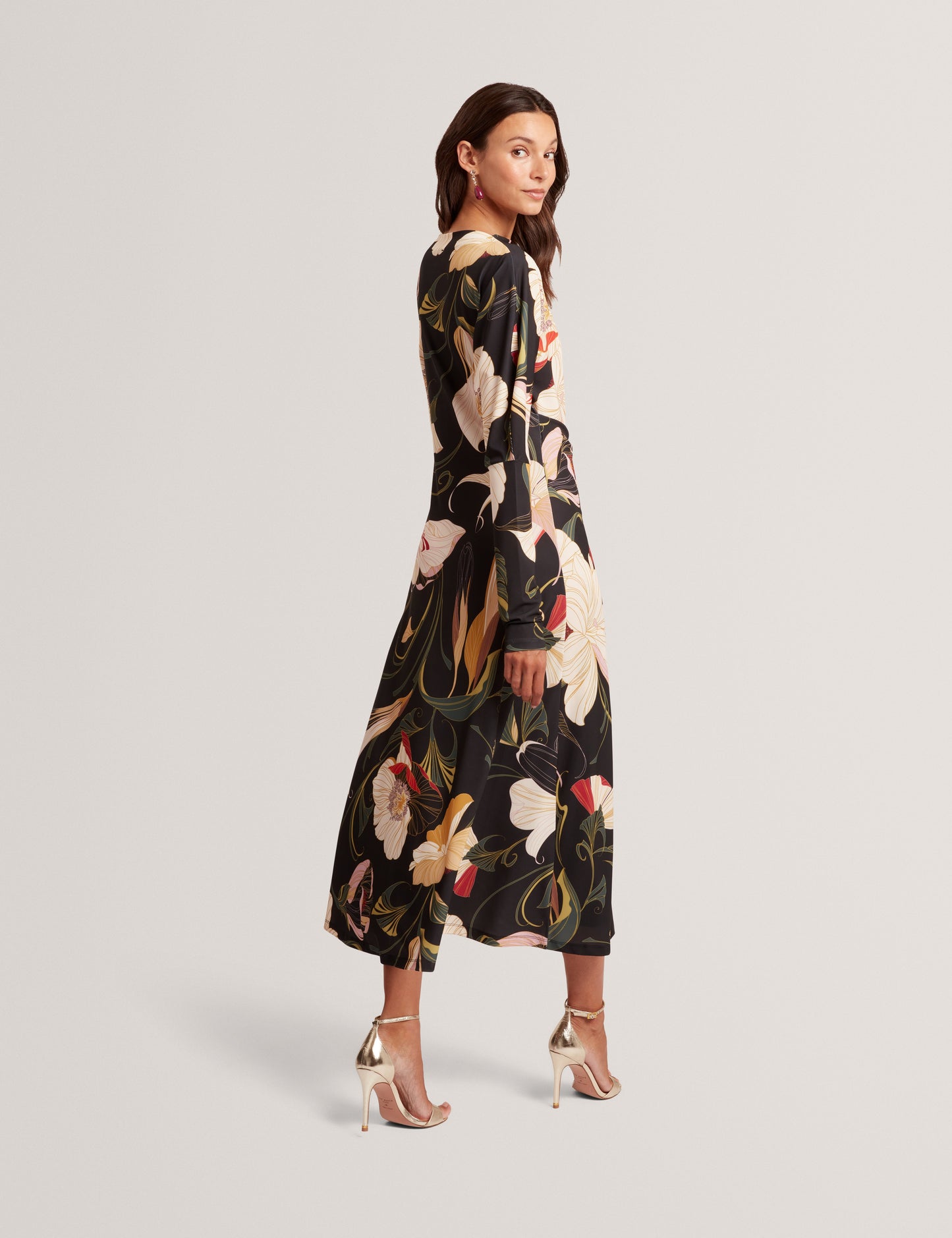 LAWRIA: Print Wrap Midi Dress