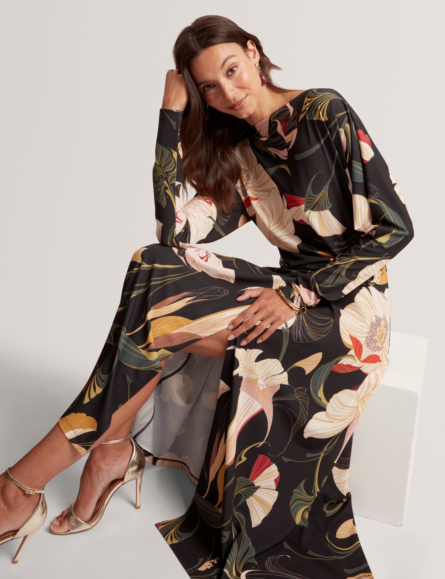 LAWRIA: Print Wrap Midi Dress