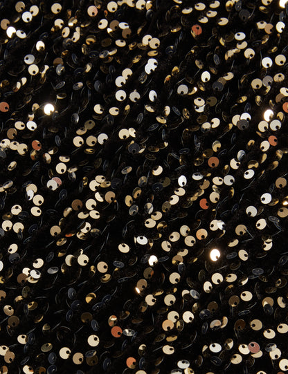 PEARSOM: Velvet Sequin Mini Skirt