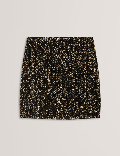 PEARSOM: Velvet Sequin Mini Skirt