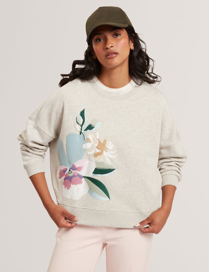 BROOKLA: Printed Embroidered Sweatshirt