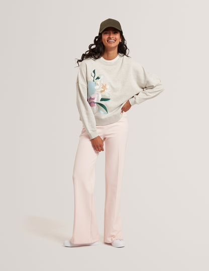 BROOKLA: Printed Embroidered Sweatshirt